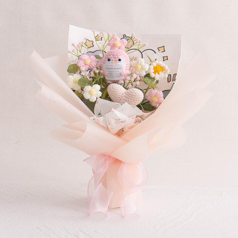 Hand-Knitted Rose Yarn Bouquet - Perfect Birthday or Festival Gift for Friends and Teachers