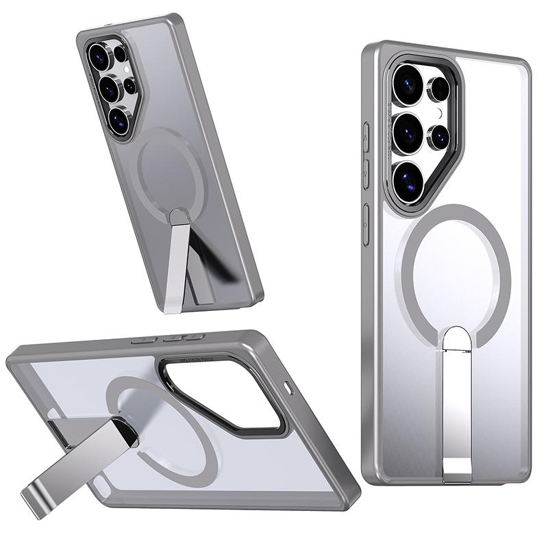 For Magsafe Wireless Charging Metal Bumper Phone Case For Samsung Galaxy S25 Ultra S23 S22 S24 Ultra FE Plus Hard PC Back Cover