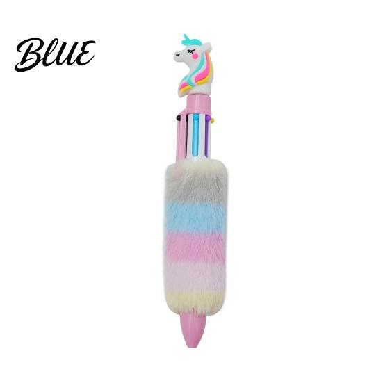 Office Supplies for Diary Decoration 6-in-1 Retractable Gel Pen Cute Unicorn Plush Doll Decor 6 in 1 Color Pens 0.5mm Multicolor Ballpoint