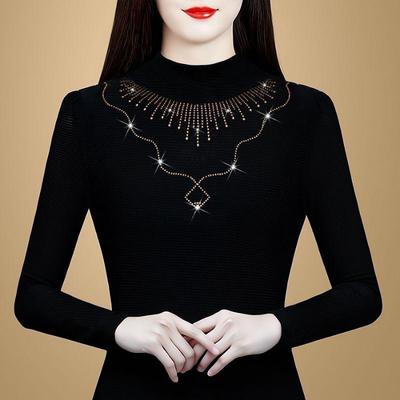 Verdicktes und warmes Fleece, neue High-End-Mode-Tops mit schlanken, heißen Diamanten im Herbst und Winter, kleine Hemden, Basishemden für Damen
