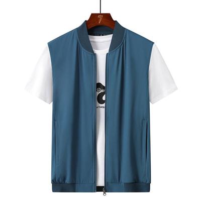 Men's Lightweight Stand Collar Zipper Vest - Sleeveless Solid Color Jacket for Spring/Autumn