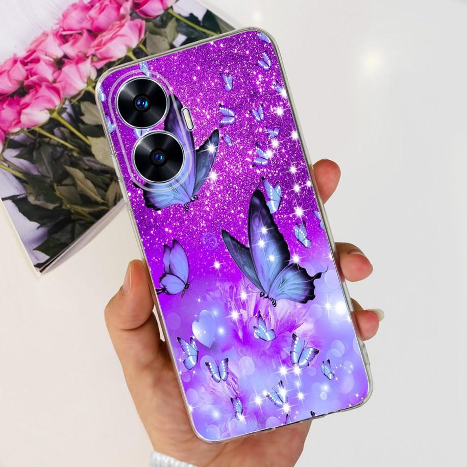 For Realme C55 4G Case 2023 Phone Cover Beautiful Flower Painted Soft Funda Clear Coque For Realme C55 2023 Bumper RealmeC55 Bag