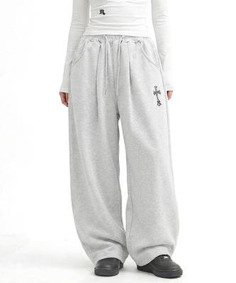 Damiswi Cross Wide One-Pleat Sweatpants_Light Gray