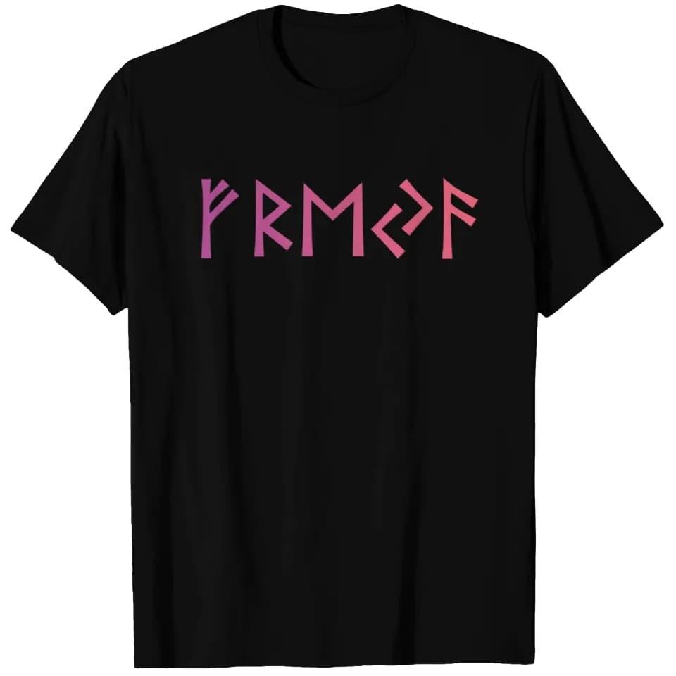 Viking Goddess Freya Freya Runes T-shirt, Printed with Simple Letters, Suitable for All Seasons, Casual Style, Neutral T-shirt