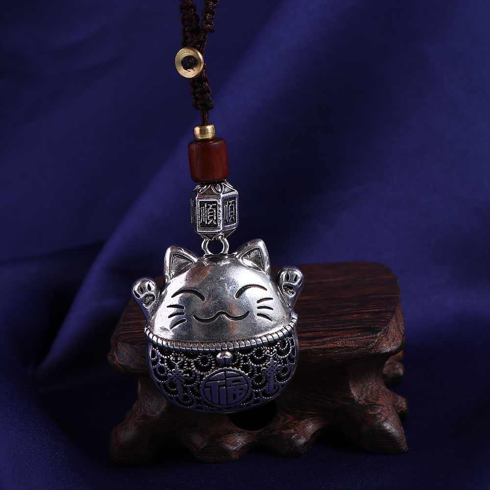 Charms Short Lanyard Lucky Cat Key Chain Chinese Style Pendant Maneki Neko Pendant Key Chain Strap