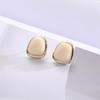 White Beige Enamel Trapezoidal Women's Stud Earrings Gold Color Metal Side Elegant Wedding Ear Jewelry 2026 New In Brincos