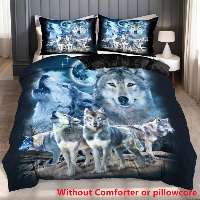 Digital Printing Duvet Cover Kit 3D Bedding Quilt Cover Pillowcase Three-Piece Set