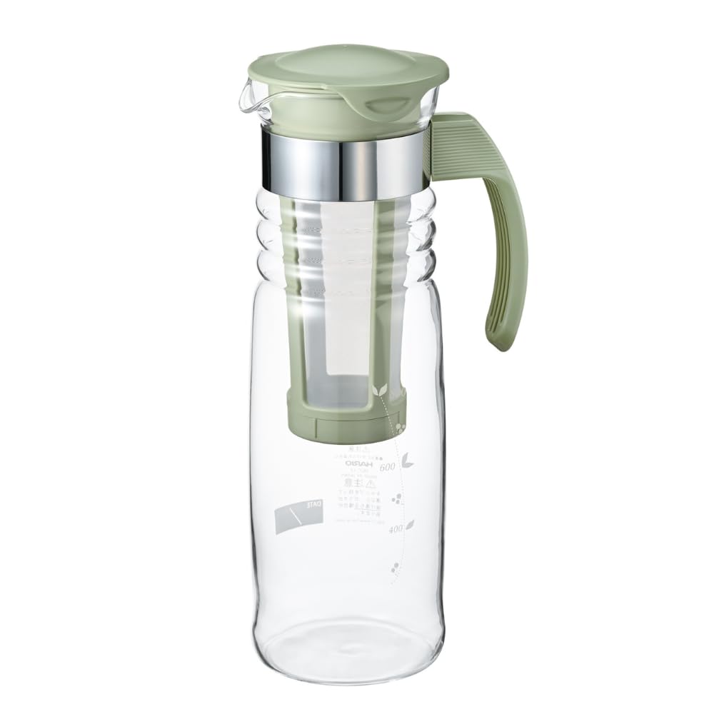 Hario Cold Brew Tea Pot with Basket Net Practical Capacity 1200ml Smoky Green Heat Resistant Glass Hot Water