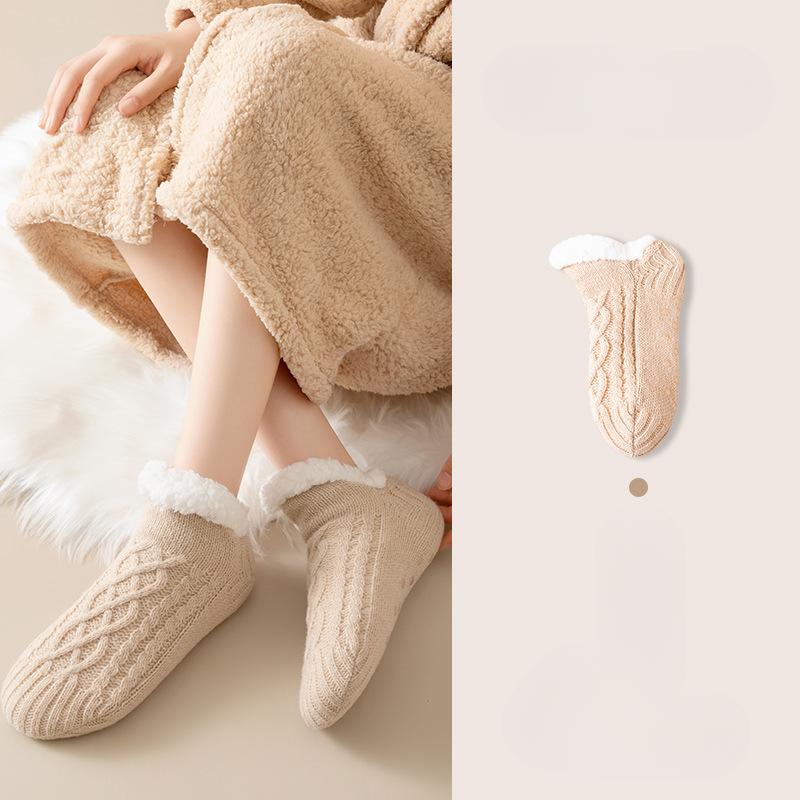 

Напольные носки Осень и Зима Толстые Бархатные Теплые Носки для Ног Женские Носки Домашние Носки для Сна 1 pairs хаки