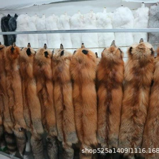 Whole Fox Fur Neck Warmer: Red, White, Blue, Grass Fox with Leather Fur, Winter Scarf.