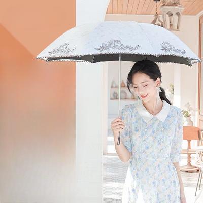 Umbrelă Huayan Moonscape cu Dantelă Dublu Strat Brodată, Umbrelă de Soare, Protecție Solară, Protecție UV, Umbrelă de Vinil