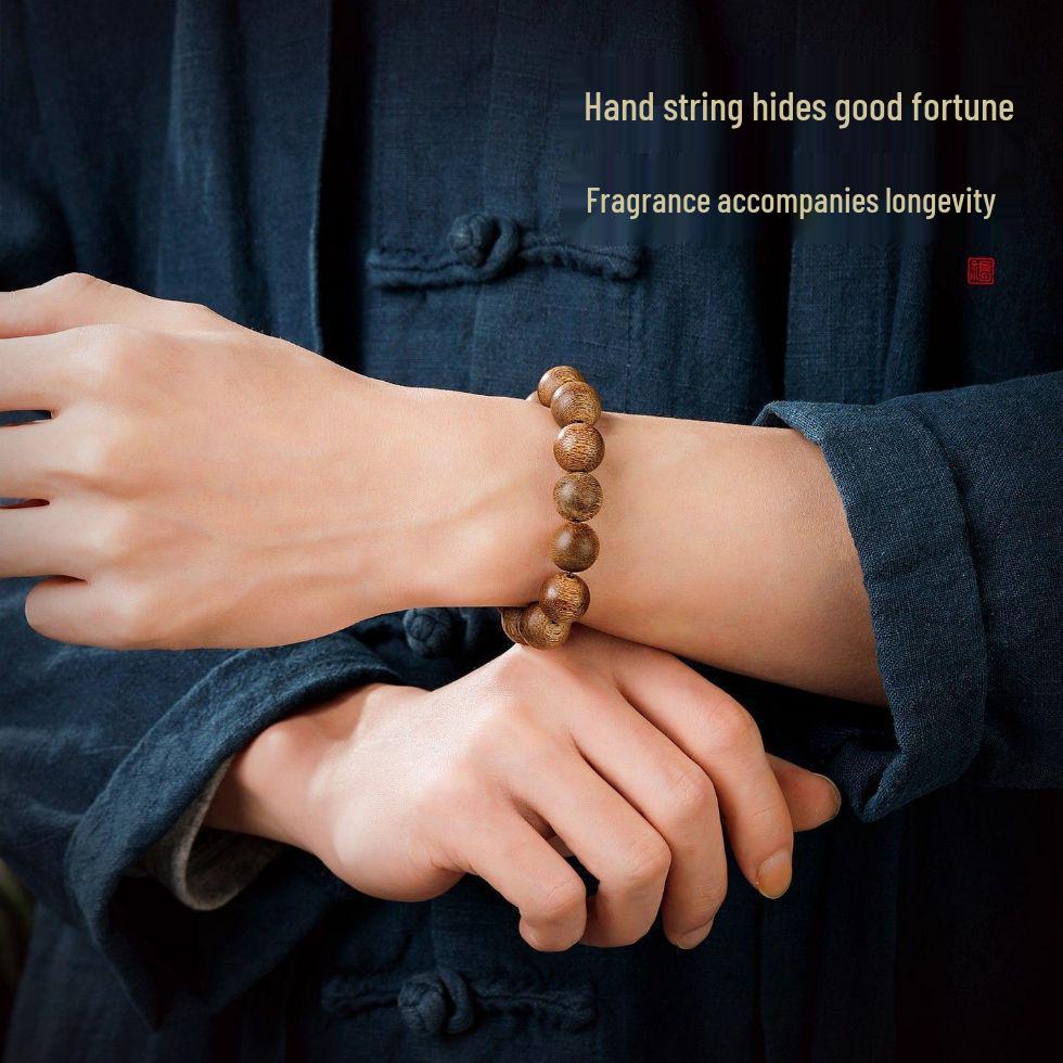 Genuine Hainan Oriole Green Qinan Agarwood Prayer Beads Bracelet for Men and Women