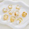 9pcs Fashion Gold Color Bowknot Pearl Geometric Open Rings Set for Women Exaggerated Irregular Adjustable Ring New Jewelry Gift