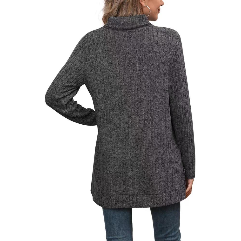 Women's Fall/Winter Sweaters New Arrival Solid Color High-Neck Sweater Women's Loose-Fit T-Shirt Top
