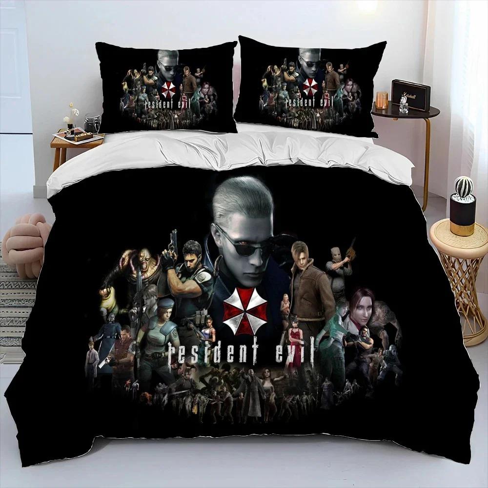 3D R-Resident Evil Games Gamer Comforter Bedding Set,Duvet Cover Bed Set Quilt Cover Pillowcase,king Queen Size Bedding Set Boys