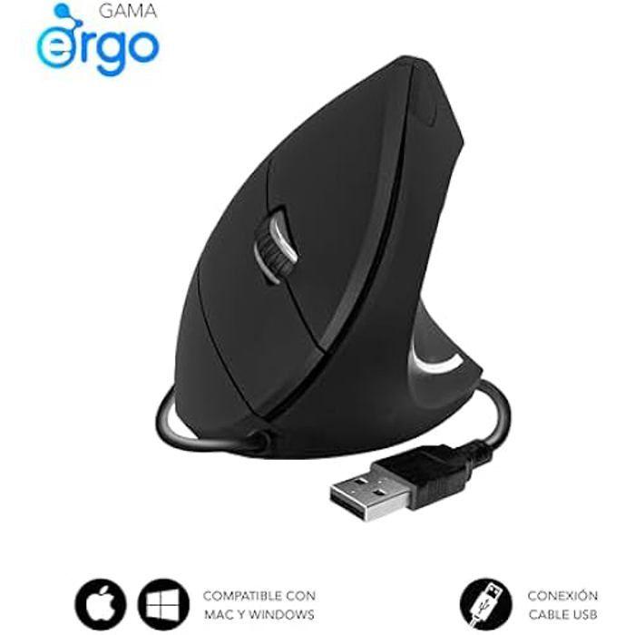 SUBBLIM Glide Vertical Ergo Wired Mouse Black