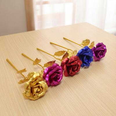 Gold Foil Artificial Rose for Tabletop Decoration Foil Plated Small Eternal Rose Gift