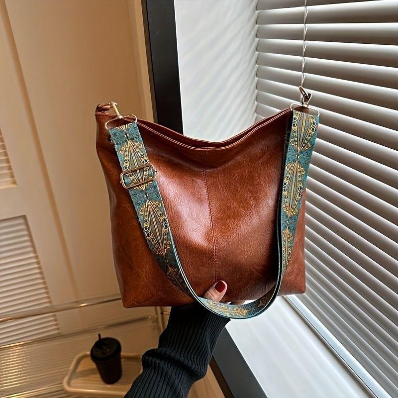 

New fashionable portable shoulder crossbody large-capacity bucket bag pu women s bag supports a large number of mixed batches коричневий