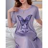 3D Print Dress 2026 Women's Purple Butterfly Printed Short Sleeve Large Size T-Shirt Going Out & Home Wear Women's Pajamas