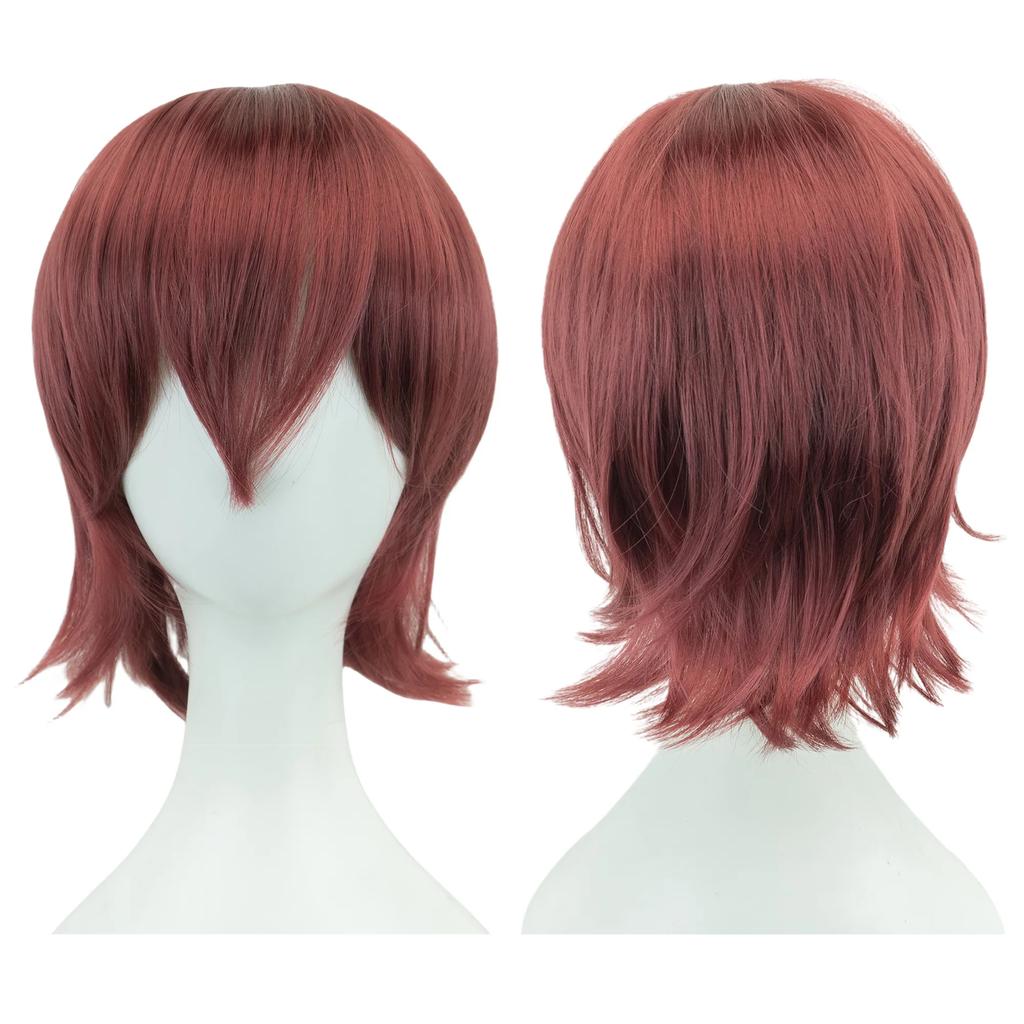 Parrucca Cosplay Corta Sintetica Unisex 12 Pollici per Festa BOB con Frangia Rosa Biondo Arancione Costume di Halloween Parrucca Lolita