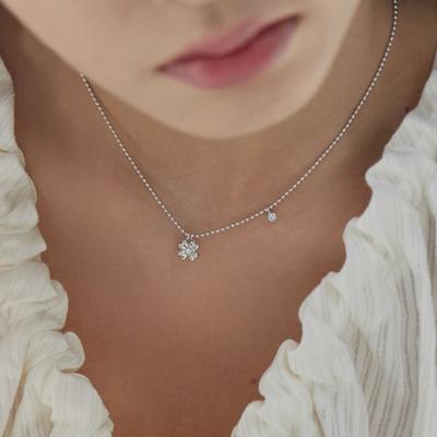 By Hyeres [925 Silver] Clover Ball Chain Necklace (Silver) BH7N52710W9430