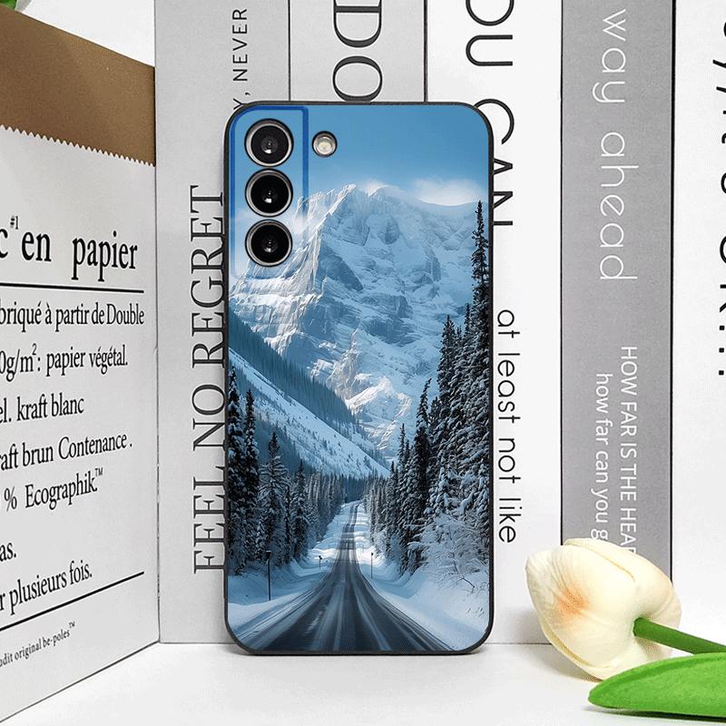 Vintage Forest Landscape Snow Mountain Scenery Phone Case for Samsung Galaxy S25 S24+ S23 Ultra S22Plus S20 S21 FE M53 M34 Cover