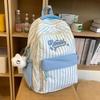 New high-value, fresh and sweet candy-colored striped backpack, high school student large-capacity backpack.