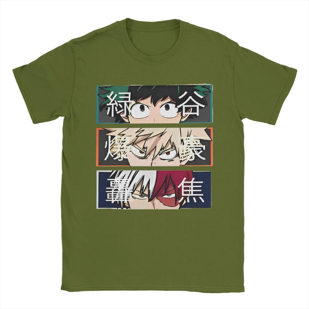Cartoon My Hero Academia T-Shirt Deku Bakugou Katsuki Todoroki Shoto Reine Baumwolle Oberteile Rundhals T-Shirts 4XL 5XL 6XL T-Shirts
