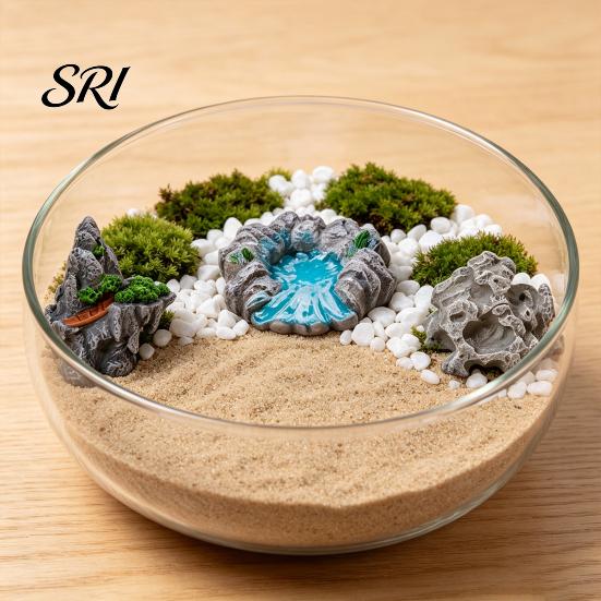 Miniature Rock Garden Decor 2 Pcs Stone Statue Resin Fake Models for Diorama Tranquil Zen Ornament Supplies Micro Train Landscape Railway Sand