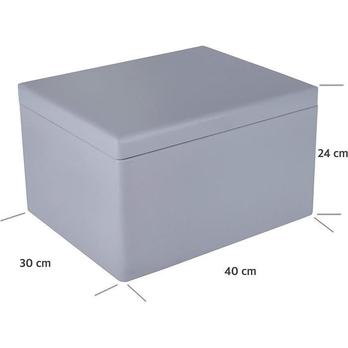 Boîte de rangement - Creative Deco - XXL - Bois à décorer - Gris - 40x30x24 cm
