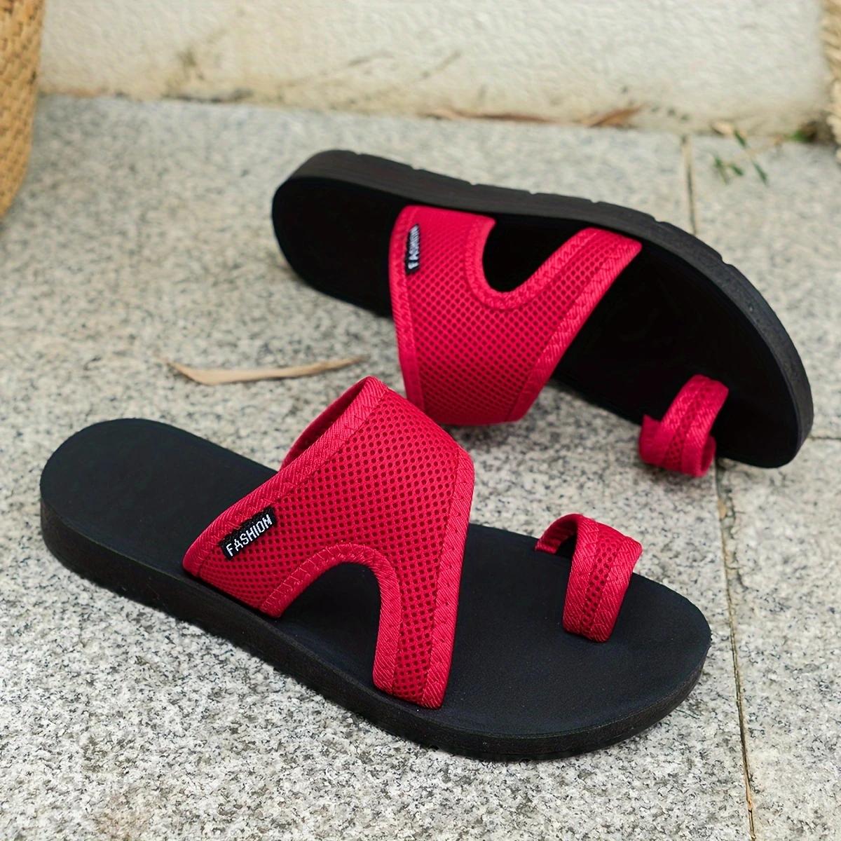 

Женские тапочки из дышащей сетки - Удобный открытый дизайн, плоские женские сандалии 39 красный