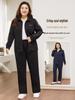 Mother's Plus Size Autumn-Winter Long-Sleeve Two-Piece Set: Middle-Aged Women's Casual Sportswear