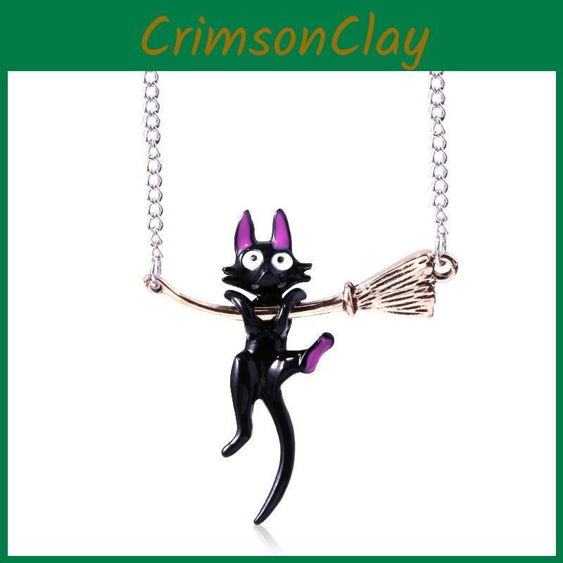 Delivery Kikis Service Naughty Black Cat Broom Necklace For Anime Gift Fans