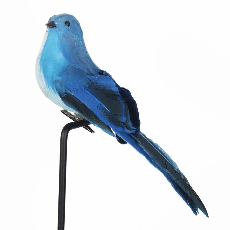 Garden Decoration Colorful Feathered Birds Simulation Birds Garden Tree Branches Decoration Props Foam-bird Feather Bird Decor