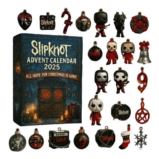 Slipknot Adventní kalendář 24 dní Akrylová ozdoba s jedinečnou tématikou Vánoční odpočítávací dekorace na stromek a sváteční výzdobu