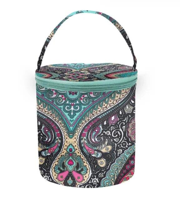 

Круглая шерстяная пряжа Ручная сумка для хранения Портативная сумка для вязания с собственным отверстием для нити Сумка-туба Сумка для хранения инструментов для вязания крючком 13x13x15cm