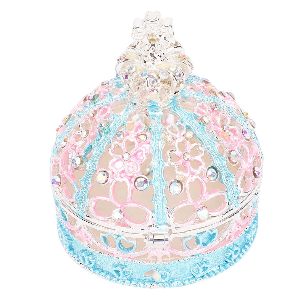 Crown Trinket Box Vintage Enameled Decorative Jewelry Box Zinc Alloy for Necklaces Bracelets