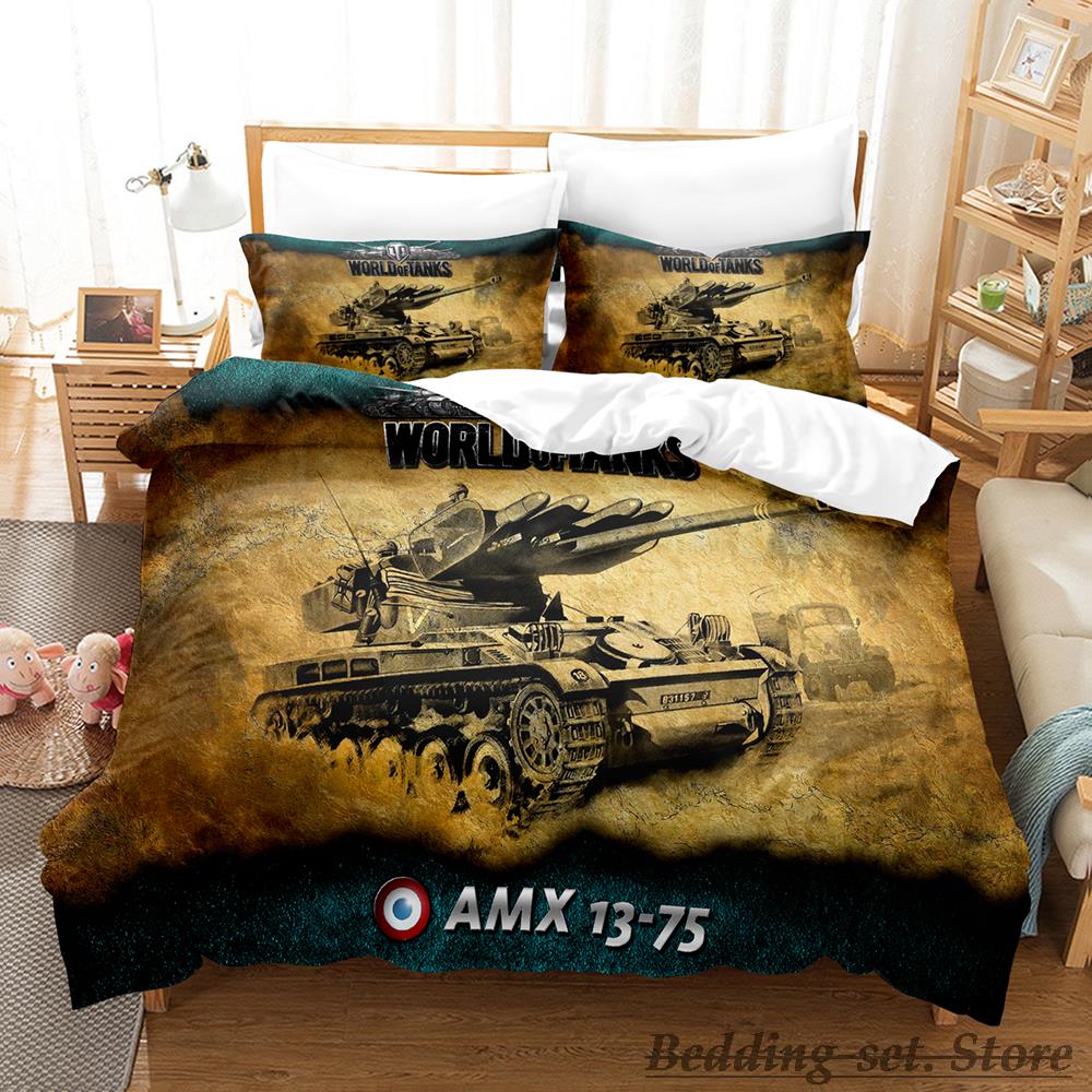 Game World Of Tanks Bedding Set Single Twin Full Queen King Size Bed Set Adult Kid Bedroom Duvetcover Sets Anime Bed