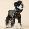 Small Dog Leather Jackets Motorcycles Styles Cyclists Coat with Metal Button Shoulder Belt Warm Fall Winter Pet Costume