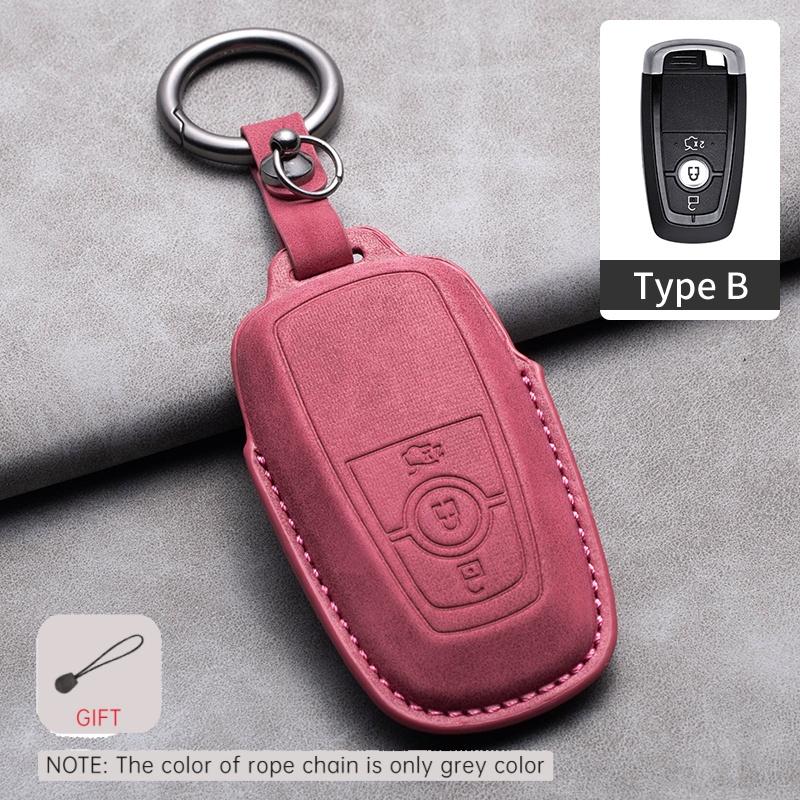 Car Remote Key Case Cover Holder for Ford Raptor F150 Edge Fusion Mustang Explorer F150 F250 F350 Ecosport Leahter Keychain Fob