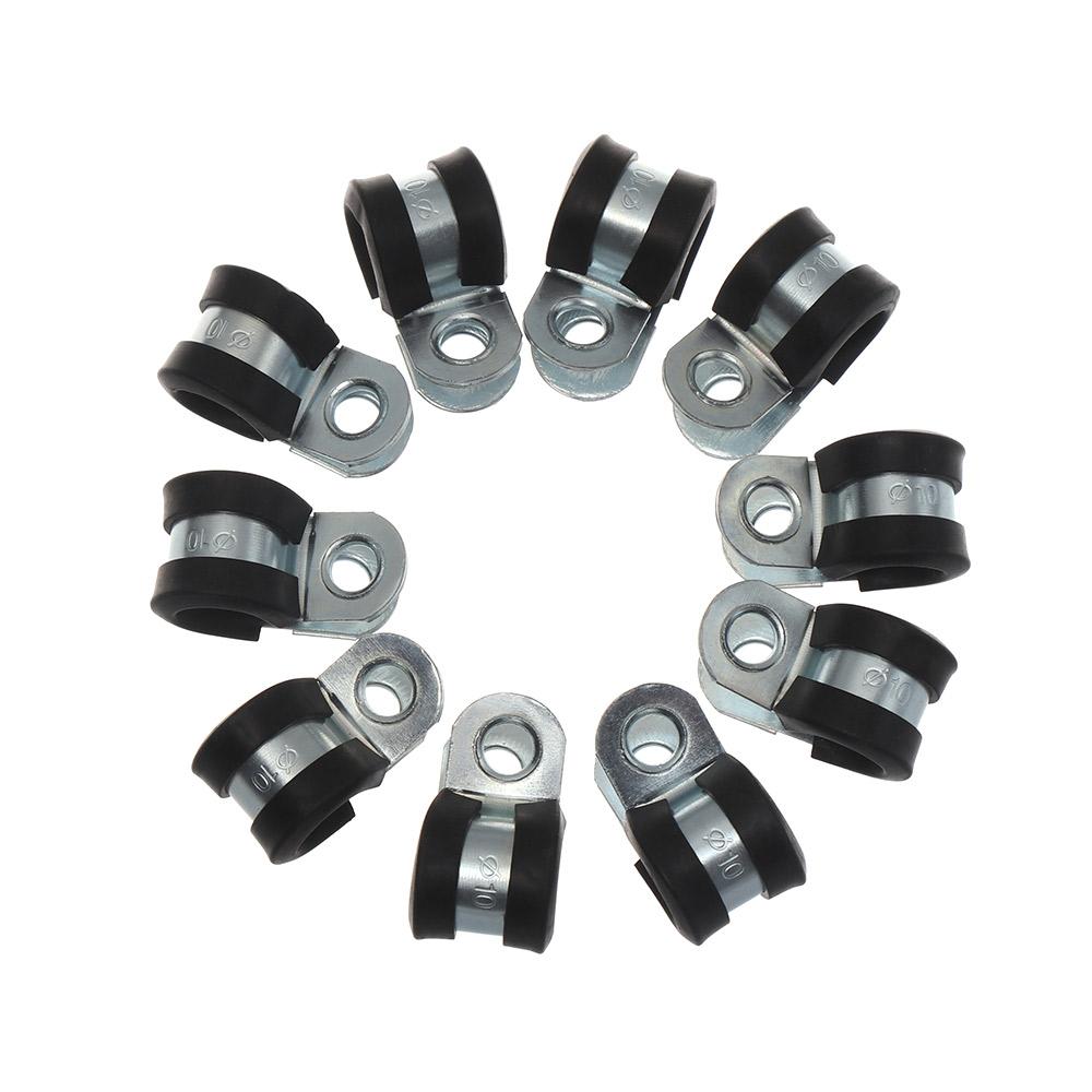 10Pcs Rubber Lined P Clips Wiring Hose Clamp Pipe Cable Mounting Fix Fasteners Hardware Electrical Fittings High quality