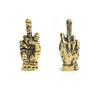 Brass Hand With Erect Middle Finger Up Paracord Beads DIY Umbrella Rope Bracelets Accessories Punk Retro Knife Lanyard Pendants