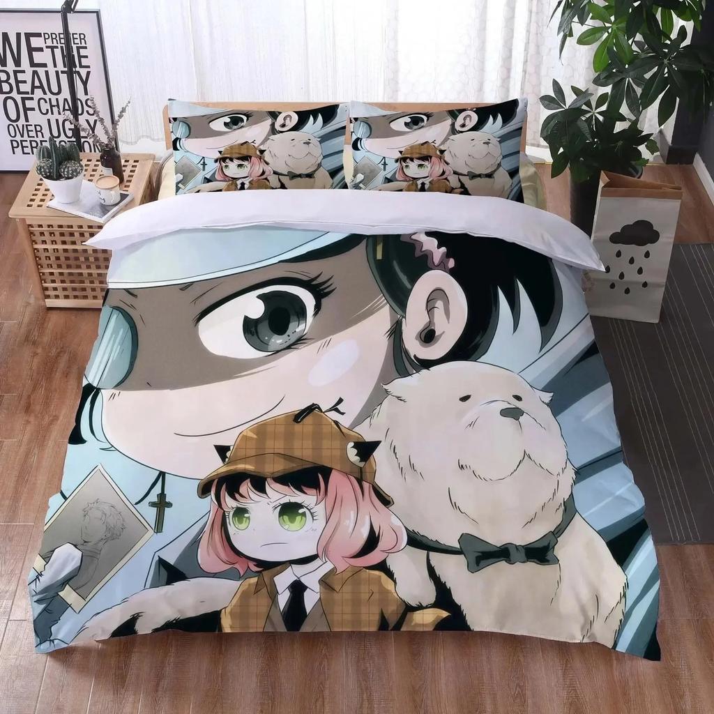 Comforter 3D Print Anime Spy Family Anya Bedding Set 3D Printed Suitable For Bedroom Kids Home Textile