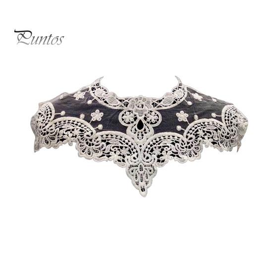 Lace Embroidered Fake Collar Hollow See-through Lace Flower Pattern False Collar Lace Embellished Clothing Accessory