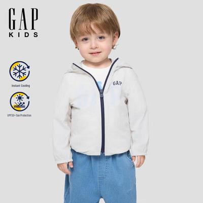 Kids' Logo Print Hooded UV Protection Jacket