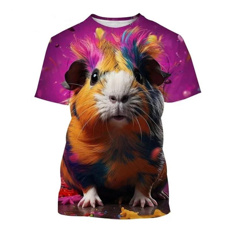 

Новая летняя футболка с милым рисунком хомяка с 3D-принтом для мужчин и женщин, хип-хоп, футболки с коротким рукавом, свободные футболки Harajuku, верхняя детская одежда 6XL