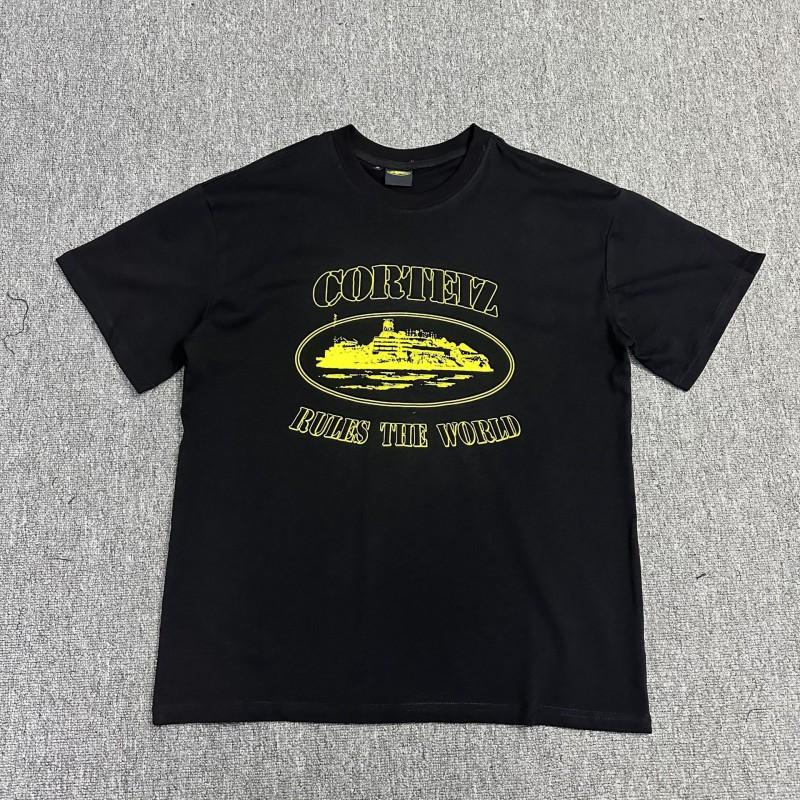 Corteiz Streetwear Baumwoll-T-Shirt Herren Lockerer Schnitt Rundhals Kurzarm Hip Hop Grafik-T-Shirt