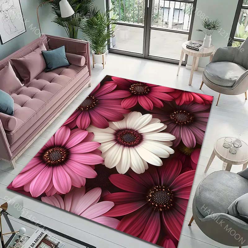 Gänseblümchen Kunst Teppich für Wohnzimmer Schlafzimmer Sofa Kreative Fußmatte Heimdekor Bereich Robuster Rutschfester Teppich Schneller Versand