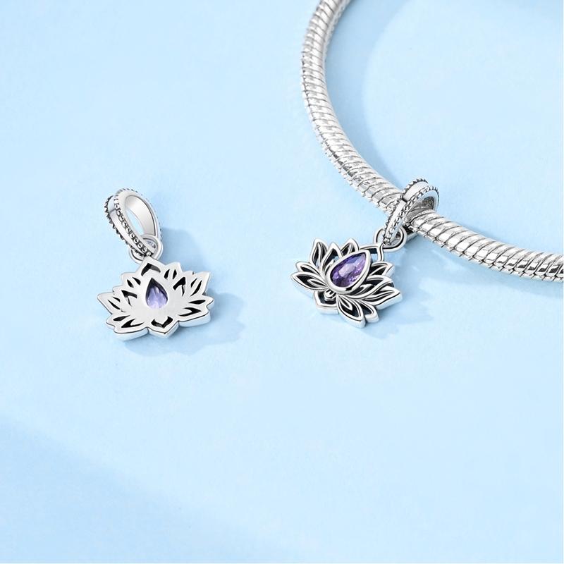 Original Copper Charms Lotus Flower Beads Fit Bracelet Necklace Accessories Women Jewelry Making Fine Jewelry Gift