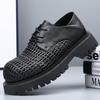 Fashion Summer Autumn Hollowed-out Leather Shoes for Men Black Knit Platform Shoes Male Fashion Casual New Designer Dress Shoes Man